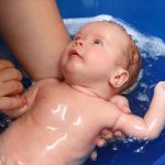 bathing baby