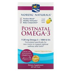 Nordic Naturals, Postnatal Omega-3, лимон, 650 мг, 60 мягких таблеток