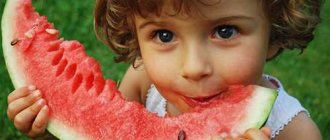 Ребенок ест арбуз